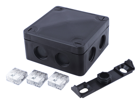 NG86-50B/VPC3  Niglon Black 86x86x50mm connect box C/W 3xVPC3